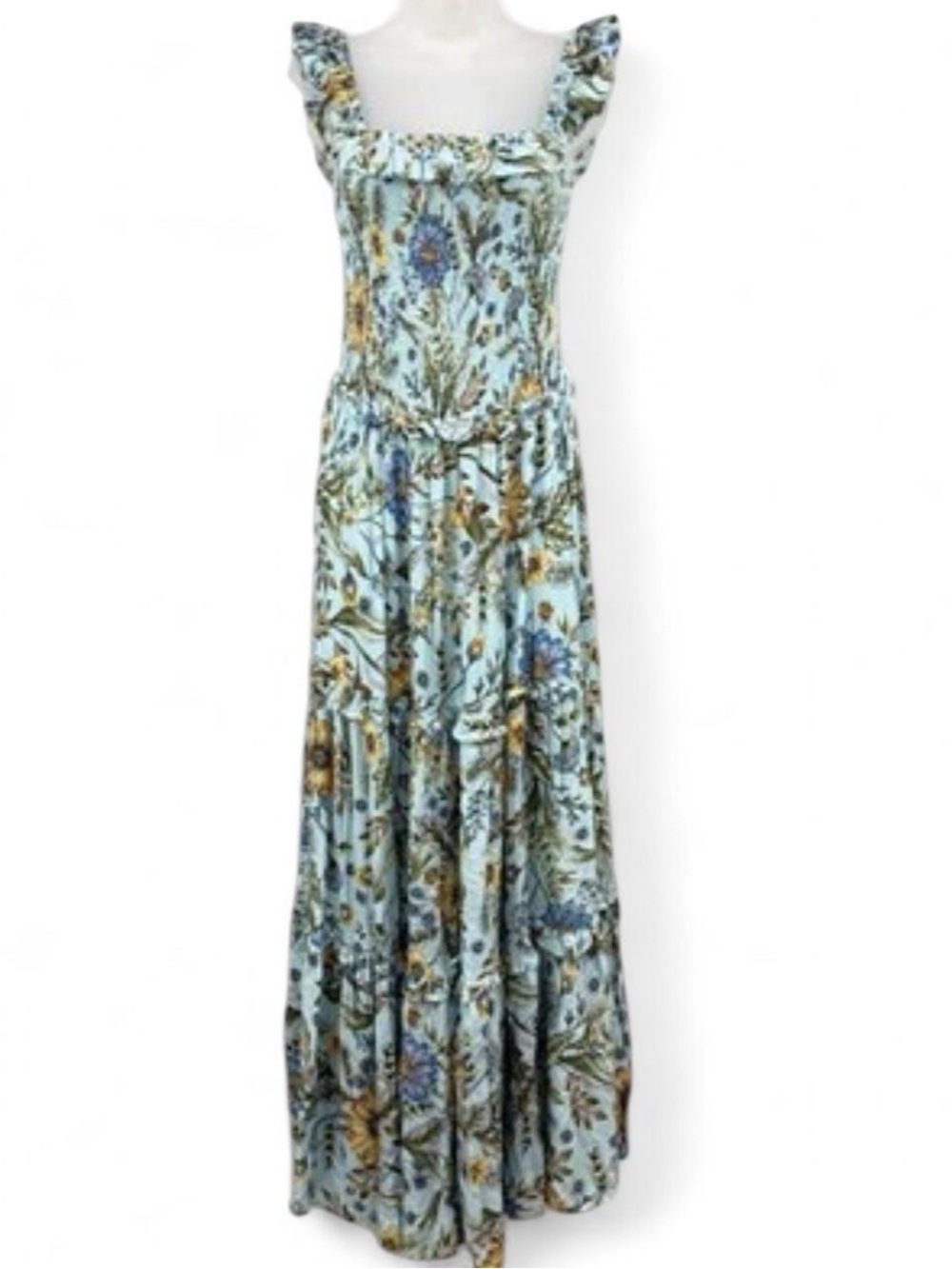 Abel The Label Floral Sunflower Smocked Maxi Dress Women's Med Cottagecore Boho